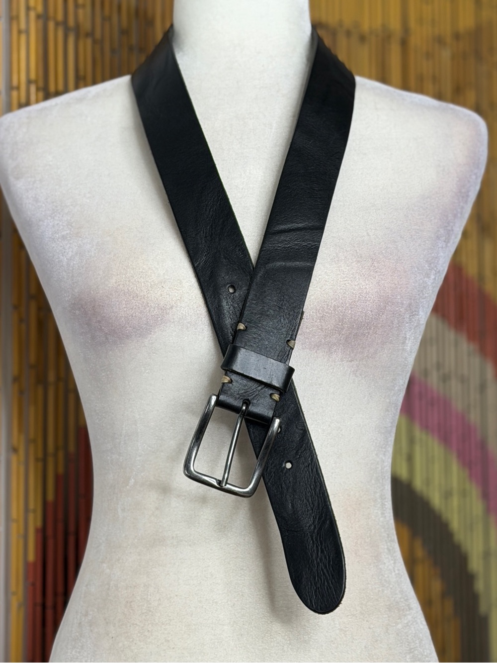 Amsterdam Heritage Wide Black Leather Belt